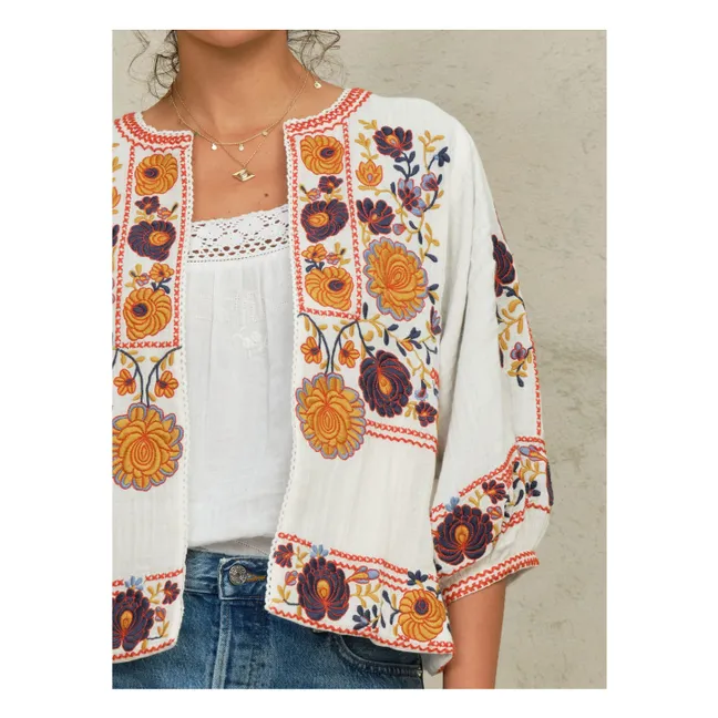 Bestickte Jacke Greta Baumwolle | Orange
