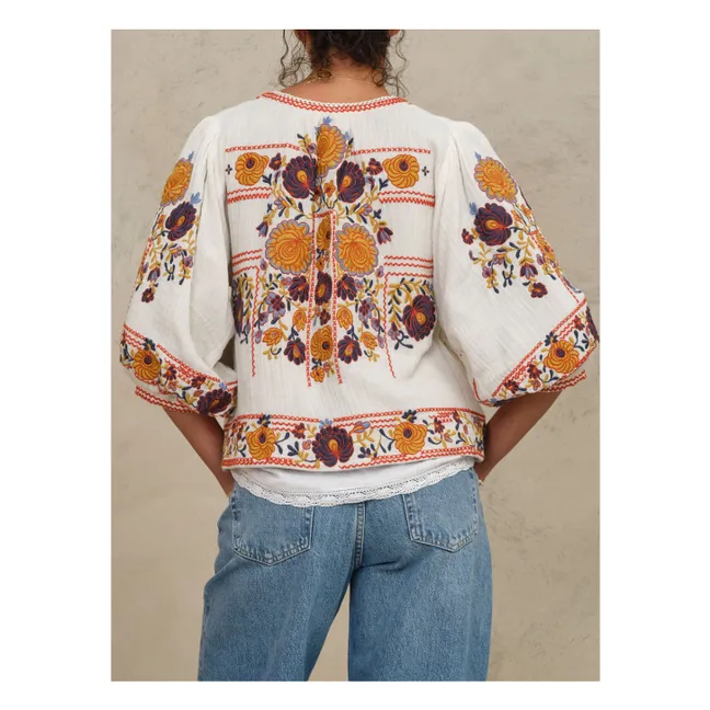 Bestickte Jacke Greta Baumwolle | Orange