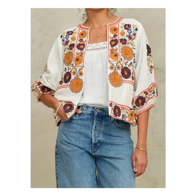 Bestickte Jacke Greta Baumwolle | Orange