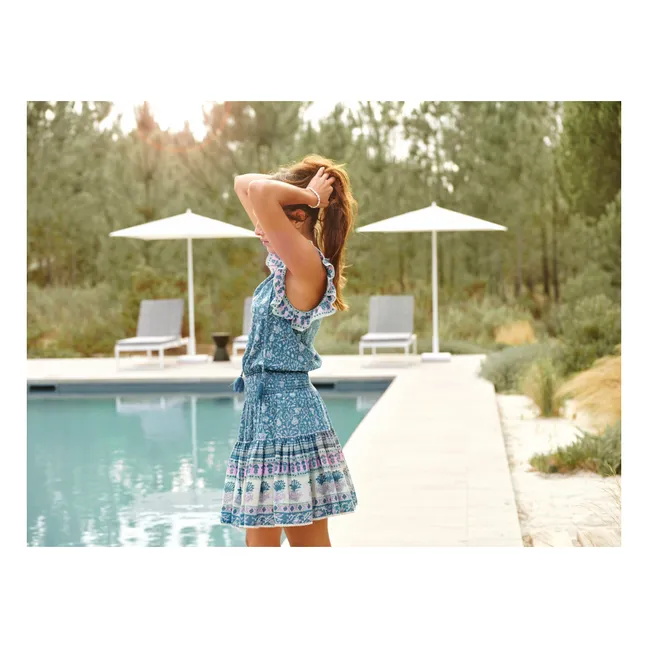 Vestido estampado de algodón Myla | Azul