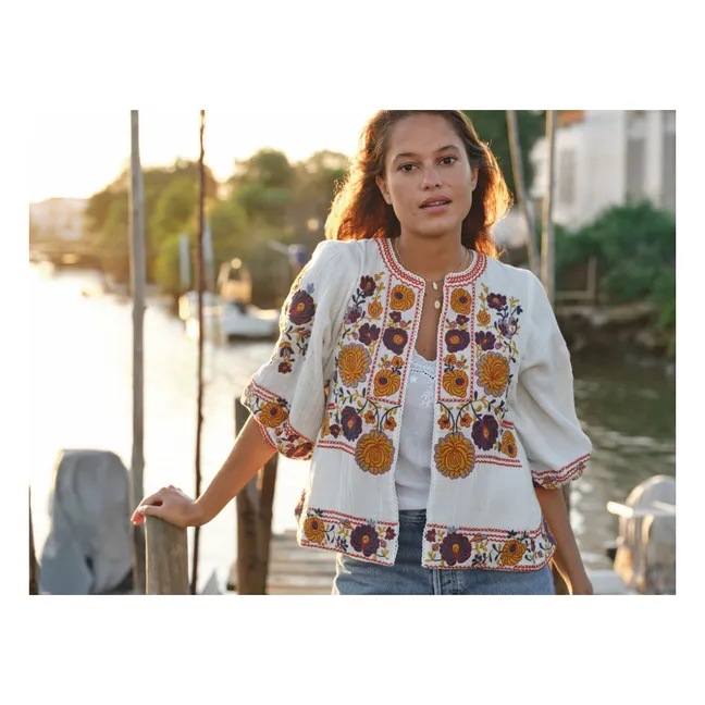 Greta Cotton Embroidered Jacket | Orange