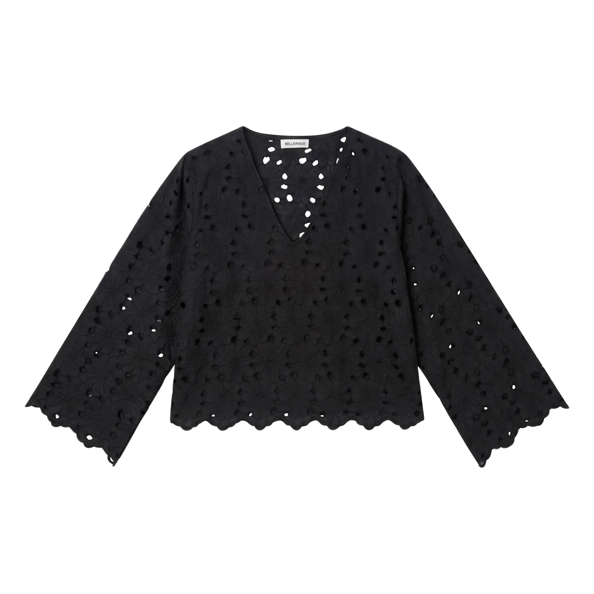 Blouse Brodée Gabriella Coton | Noir- Image produit n°0