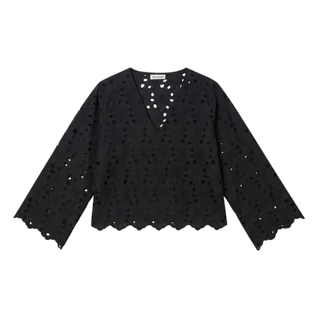 Blouse Brodée Gabriella Coton | Noir