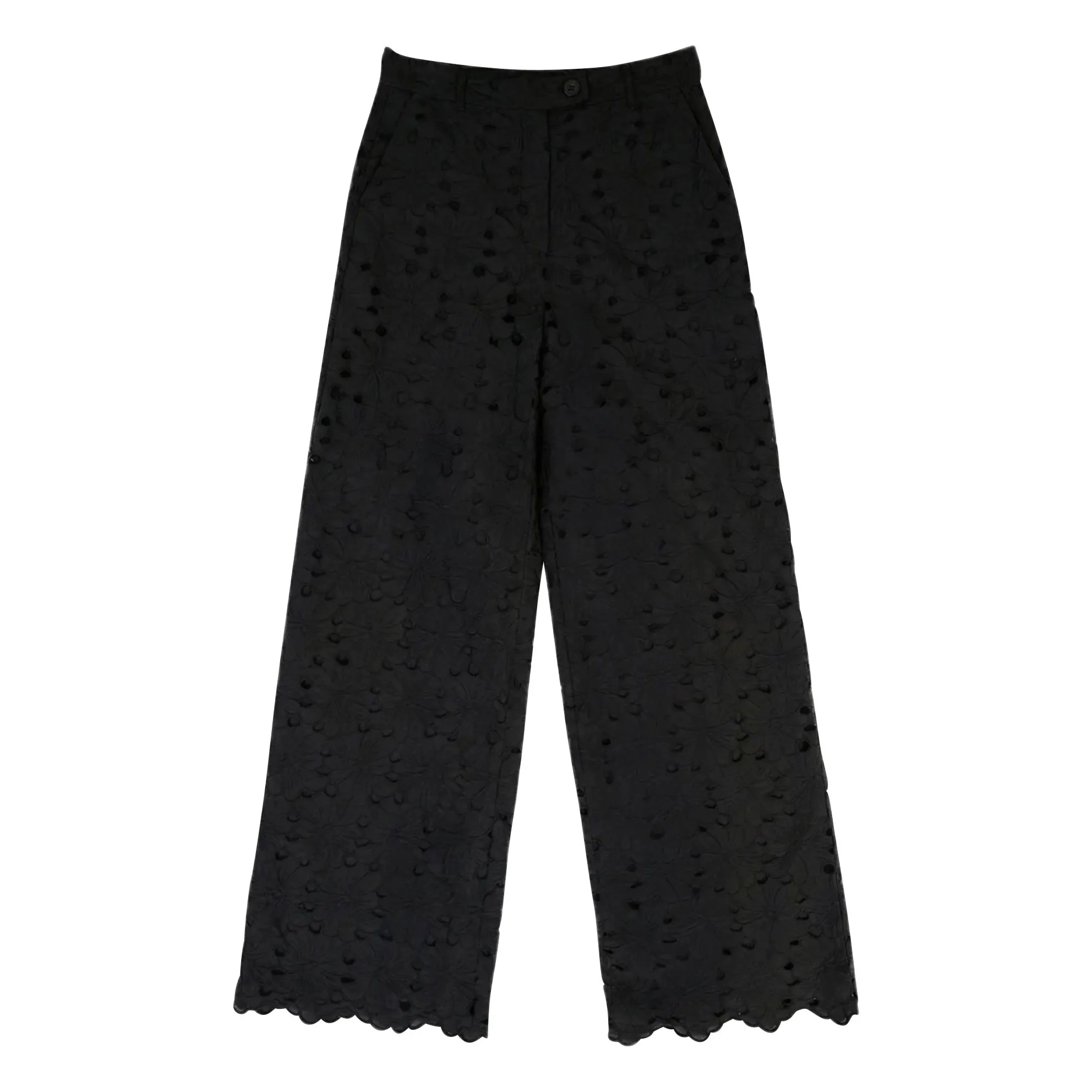 Pantalon Brodé Sicile Coton | Noir- Image produit n°0