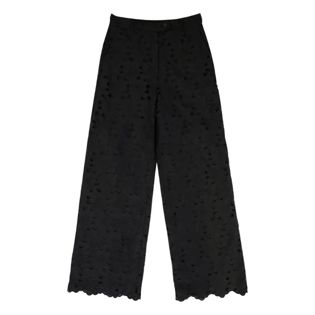 Pantalon Brodé Sicile Coton | Noir