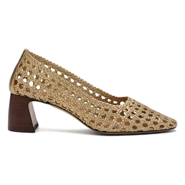 Court shoes n°528 Craquelé Leather | Gold