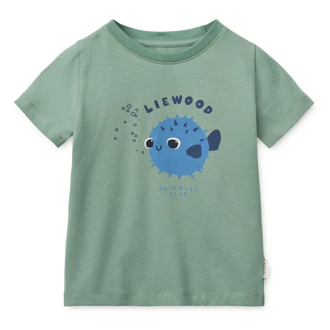 Conjunto de camiseta y pantalón corto de algodón ecológico Poisson-Globe | Verde