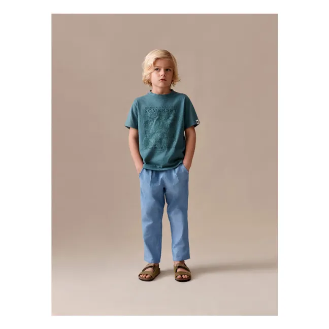 Julio Pantalones de algodón ecológico | Azul