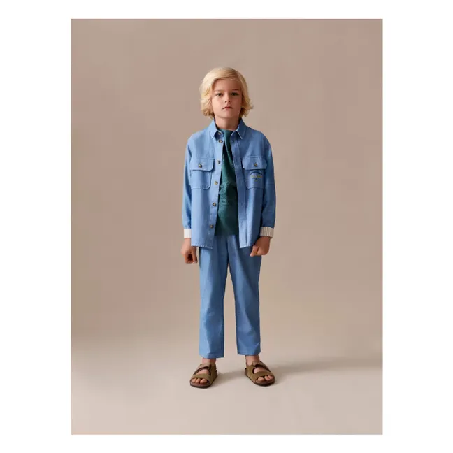 Julio Pantalones de algodón ecológico | Azul