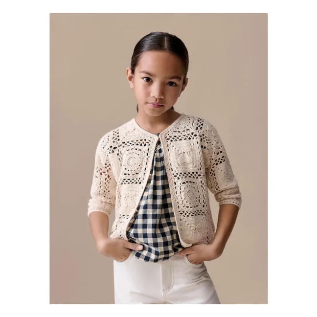 Léa-Marie Crochet Cardigan | Ecru