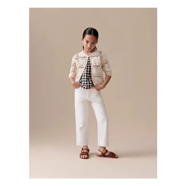 Léa-Marie Crochet Cardigan | Ecru