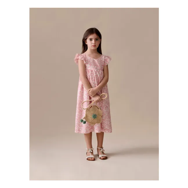 Robe Galantine Fleurie | Rose poudré