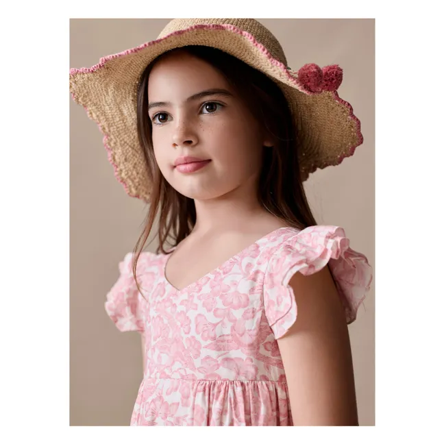 Robe Galantine Fleurie | Rose poudré