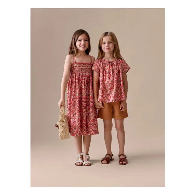 Blouse Goldia Fleurie Coton Bio | Vieux Rose