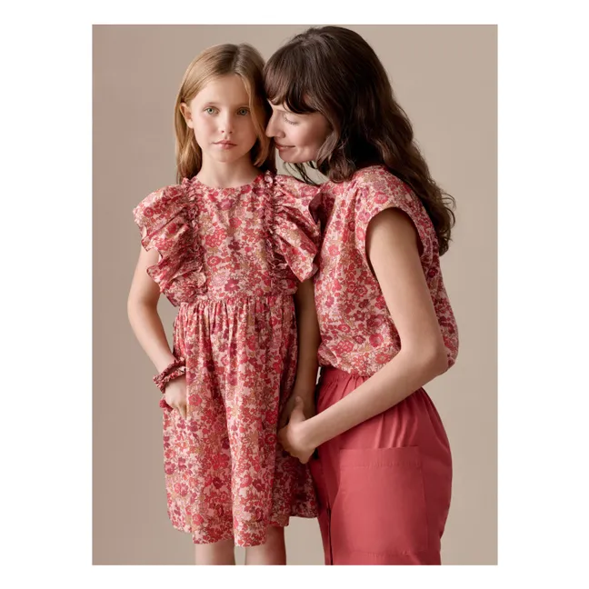 Robe Lizzy Fleurie Coton Bio | Vieux Rose