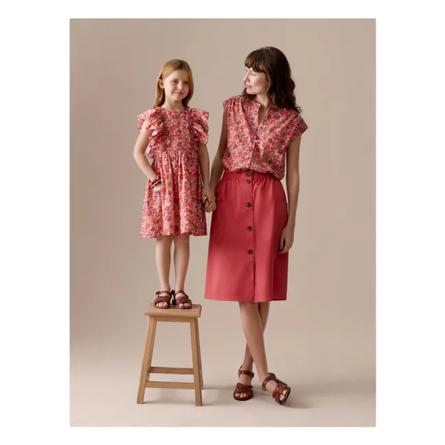 Robe Lizzy Fleurie Coton Bio | Vieux Rose