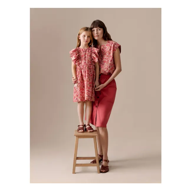 Robe Lizzy Fleurie Coton Bio | Vieux Rose
