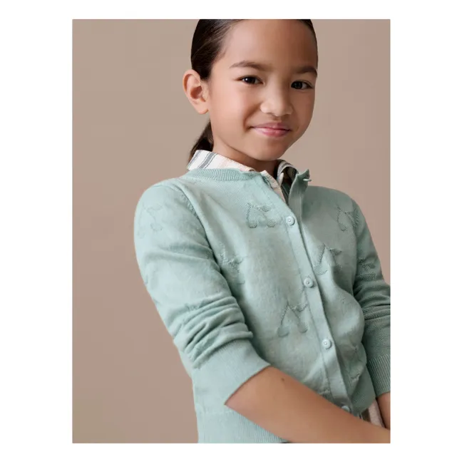Cardigan Pointelle Lysia Coton Bio | Celadon
