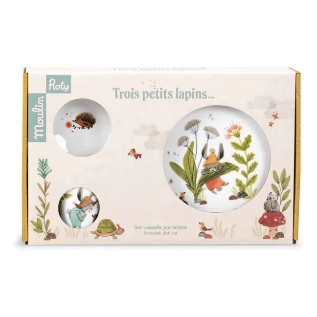 Set vaisselle en porcelaine - Trois petits lapins