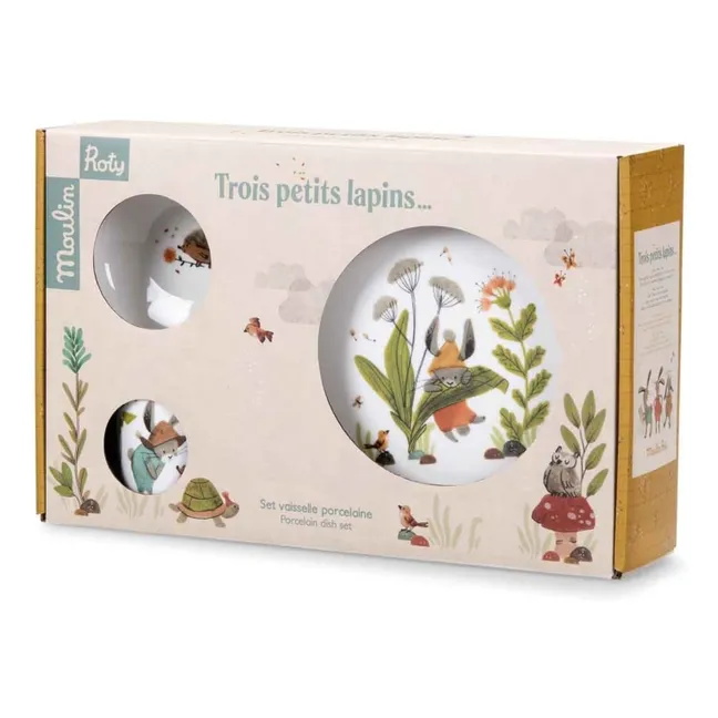 Set vaisselle en porcelaine - Trois petits lapins
