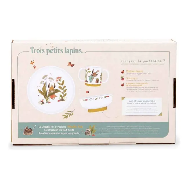 Set vaisselle en porcelaine - Trois petits lapins