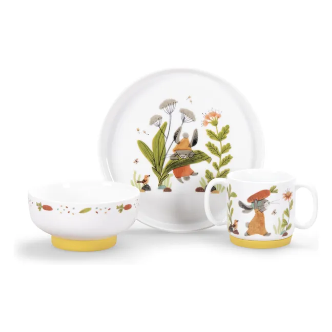 Set vaisselle en porcelaine - Trois petits lapins