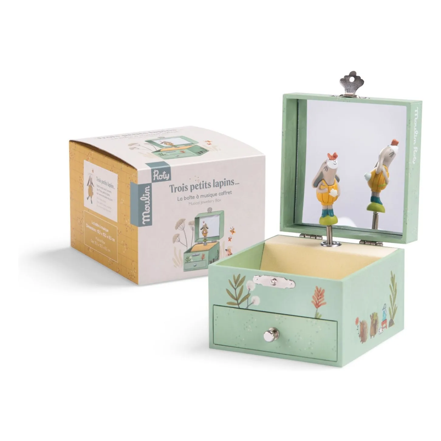 Moulin Roty Multicoloured Music Box - Trois Petits Lapins
