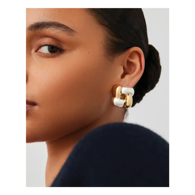 Boucles d'Oreilles Woven Square | Doré/Argenté