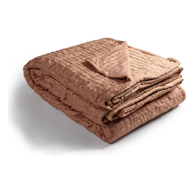 Ritournelle silk bedspread | Blush