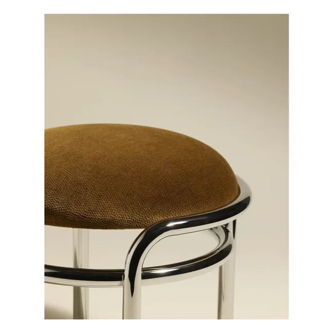 Tabouret chromé en velours Moon | Havane