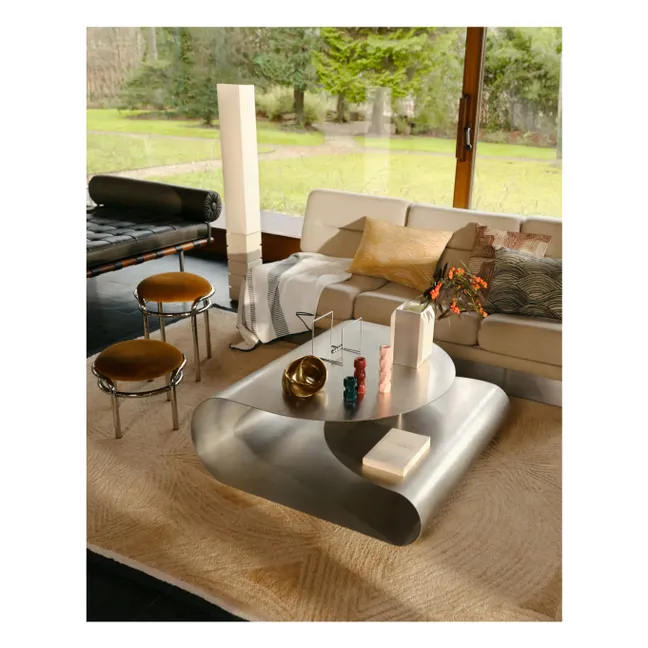 Tabouret chromé en velours Moon | Havane