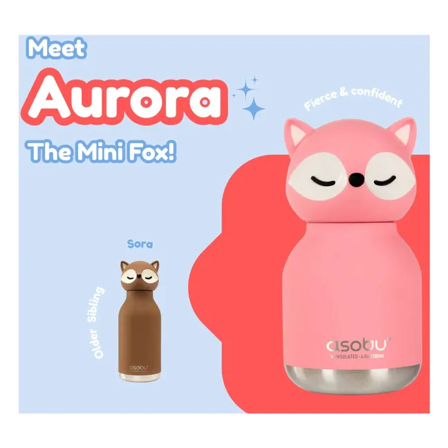 Mini gourde en inox Renard | Rose