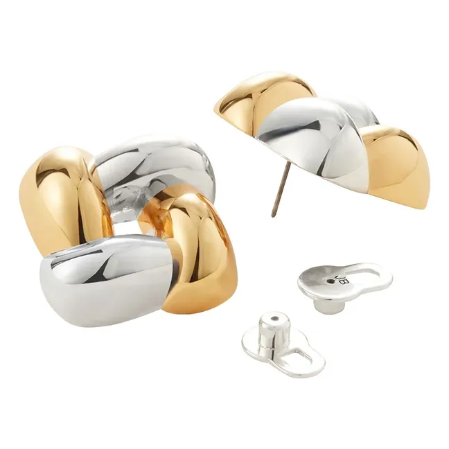 Pendientes cuadrados tejidos | Oro/Plata