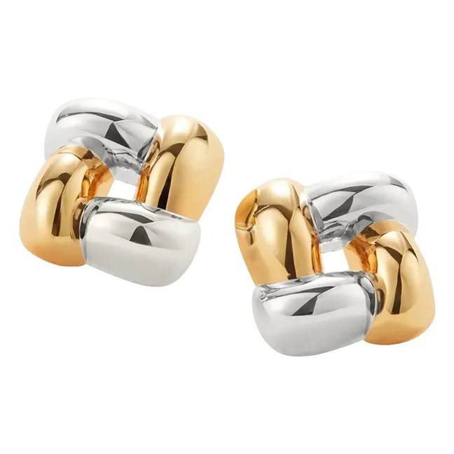 Boucles d'Oreilles Woven Square | Doré/Argenté
