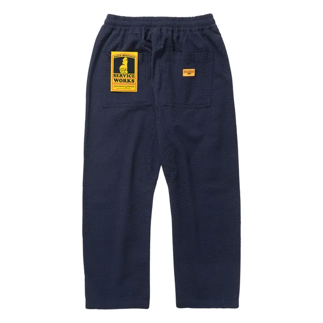 Pantalones Chef Seersucker | Azul oscuro
