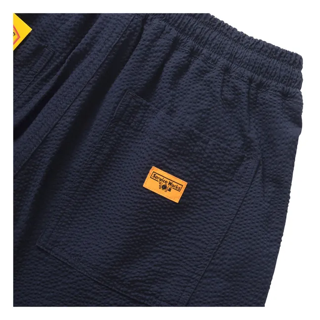 Pantalones Chef Seersucker | Azul oscuro