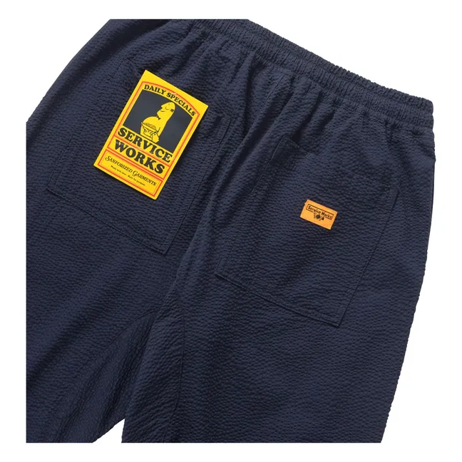 Pantalones Chef Seersucker | Azul oscuro
