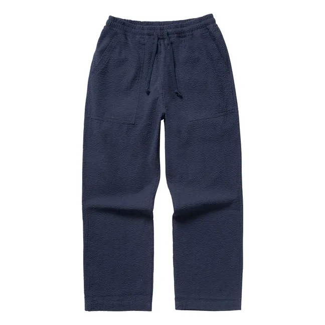 Pantalones Chef Seersucker | Azul oscuro