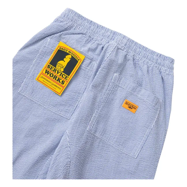 Pantalones a rayas Chef Seersucker | Azul Claro