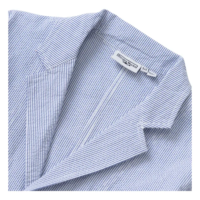 Gestreifte Jacke Seersucker Server | Hellblau