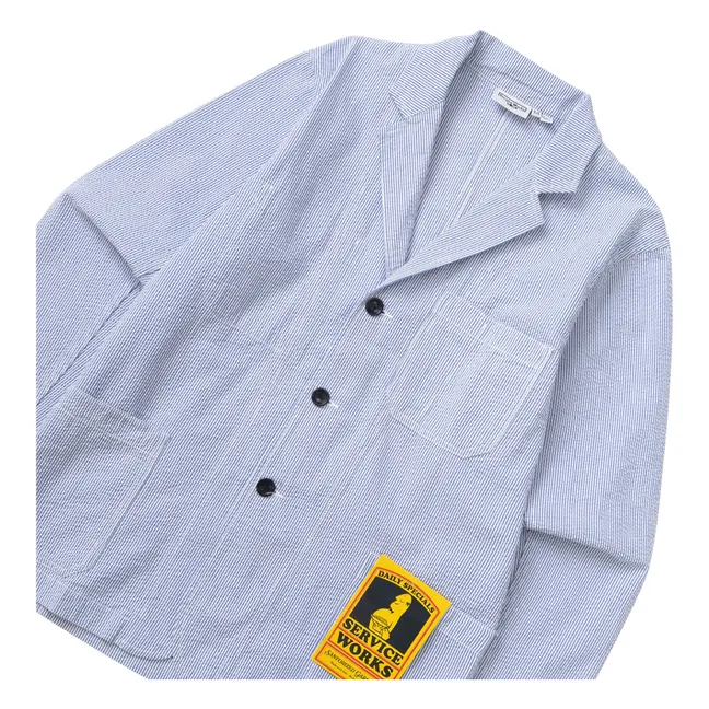 Gestreifte Jacke Seersucker Server | Hellblau