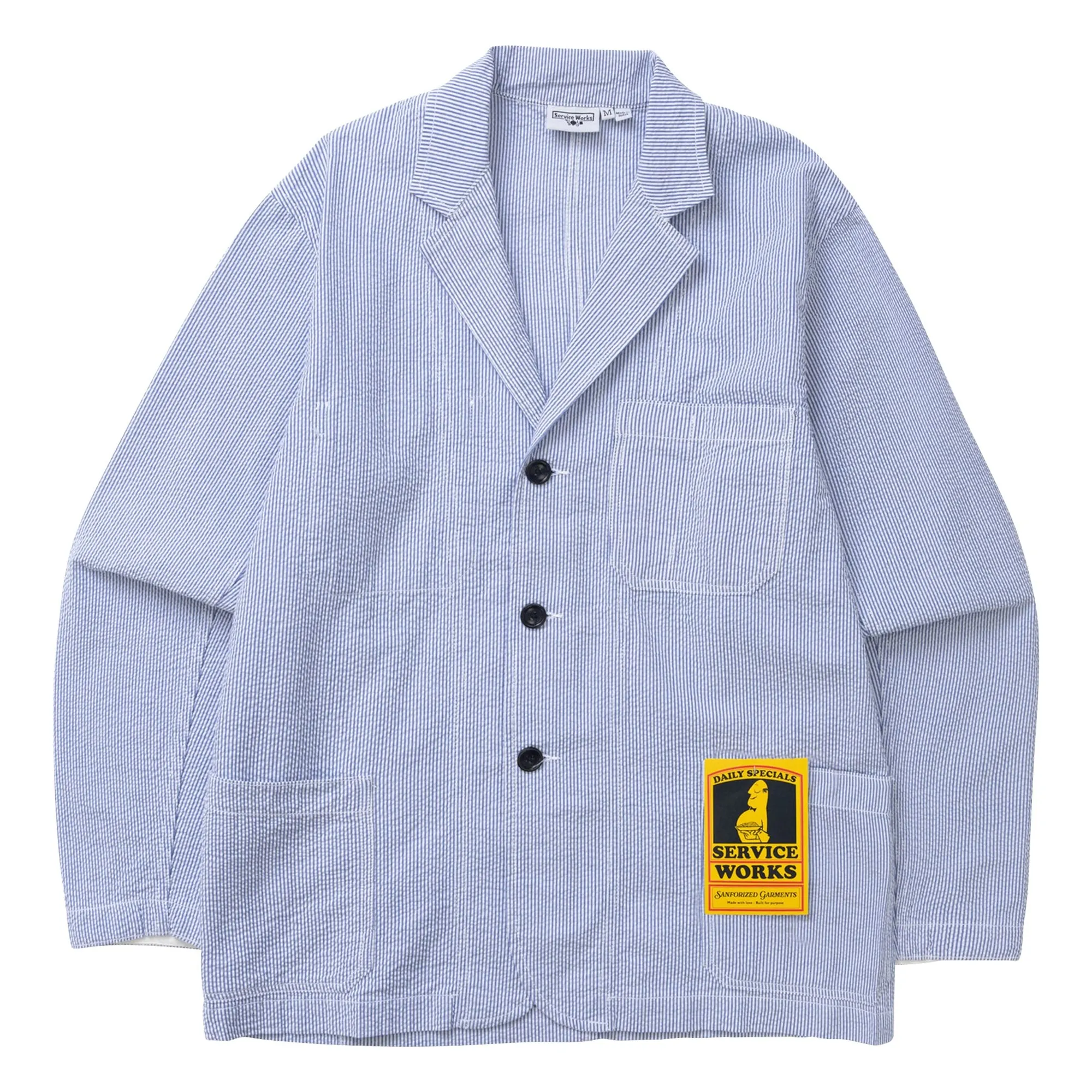 Service Works Light Blue Seersucker Server Striped Jacket