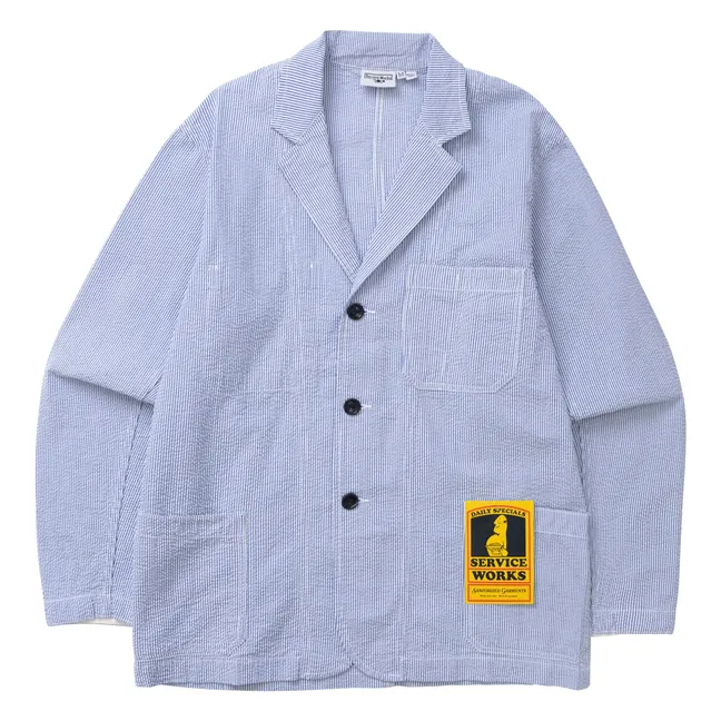 Gestreifte Jacke Seersucker Server | Hellblau