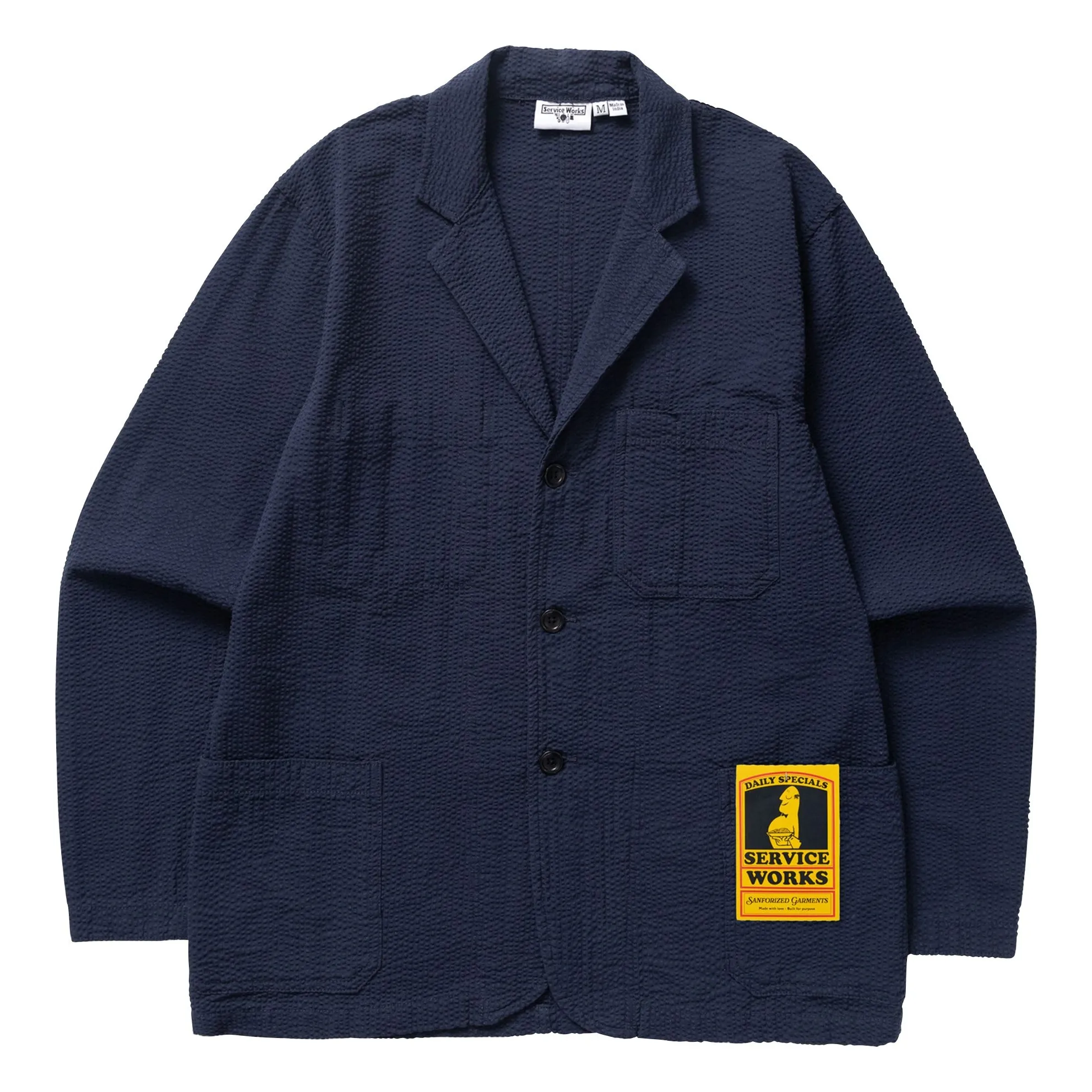 Service Works Dark Blue Seersucker Server Jacket