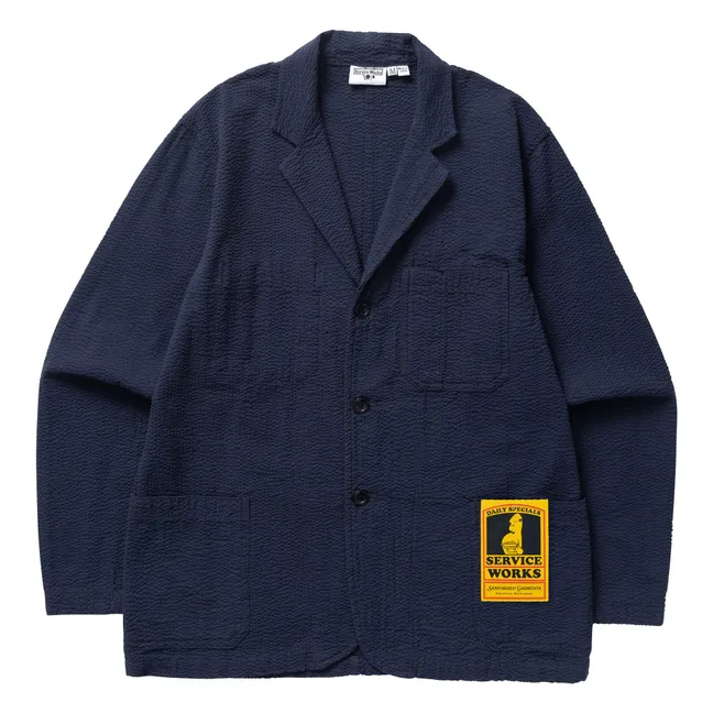 Seersucker Server jacket | Dark Blue