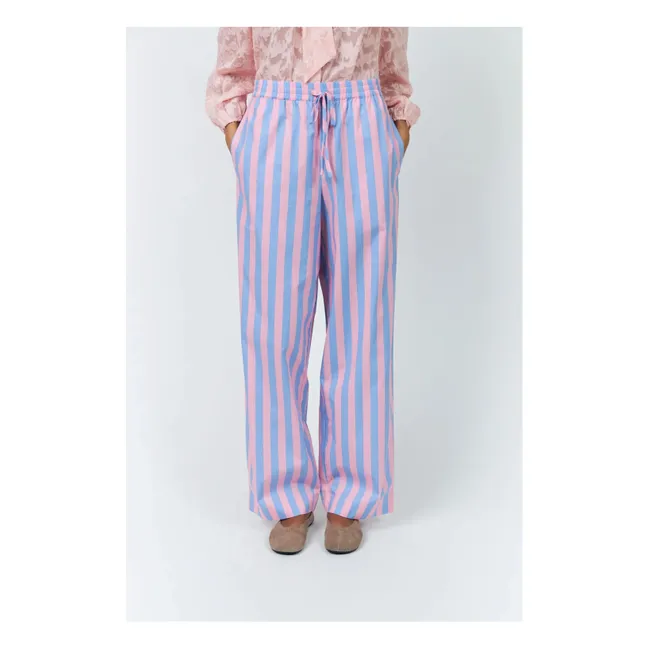 Rita Cotton Striped Pants | Blue