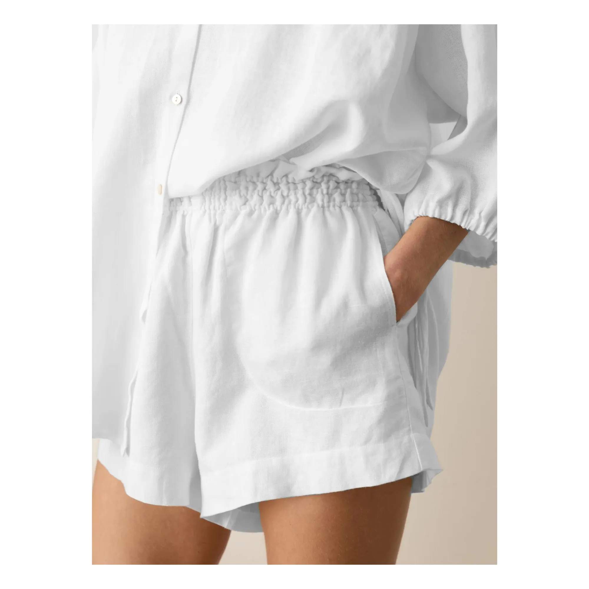 Short La Ponche Lin et Coton | Bleu ciel- Image produit n°2