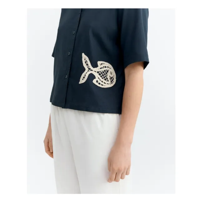 Chemise Ane Fish Coton Bio | Bleu marine
