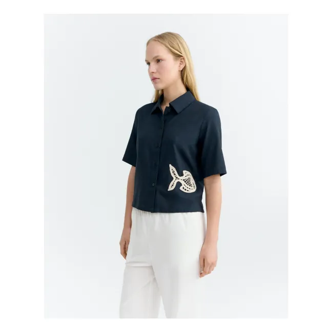 Chemise Ane Fish Coton Bio | Bleu marine