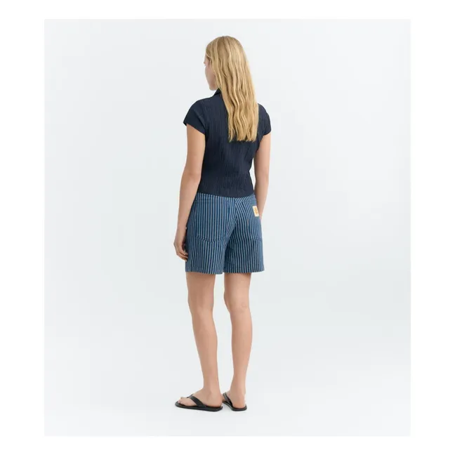 Short Rayures Luisa Coton Bio | Bleu gris